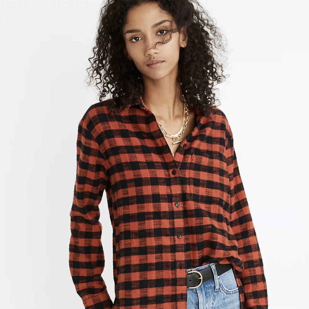 Madewell Flannel Oversized Ex-Boyfriend Shirt in Buffalo Check